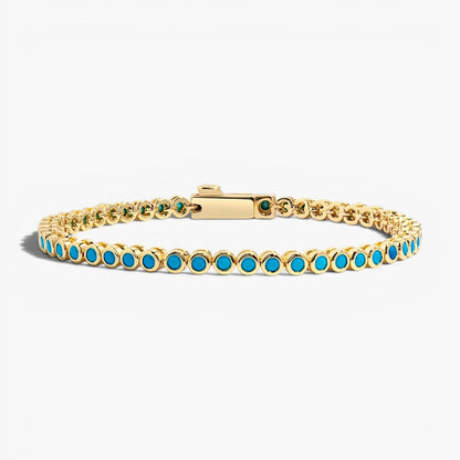Turquoise Bezel Tennis Bracelet | Women's Stackable Jewelry 0