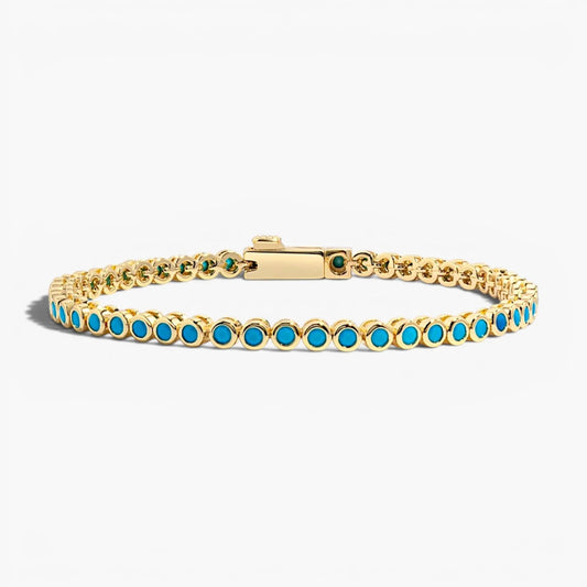 Turquoise Bezel Tennis Bracelet | Women's Stackable Jewelry 0