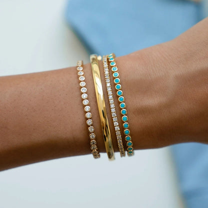 Turquoise Bezel Tennis Bracelet | Women's Stackable Jewelry 1