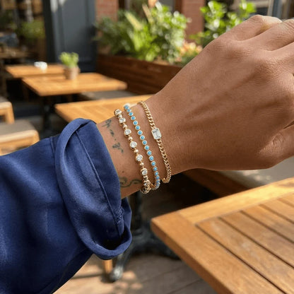 Turquoise Bezel Tennis Bracelet | Women's Stackable Jewelry 4