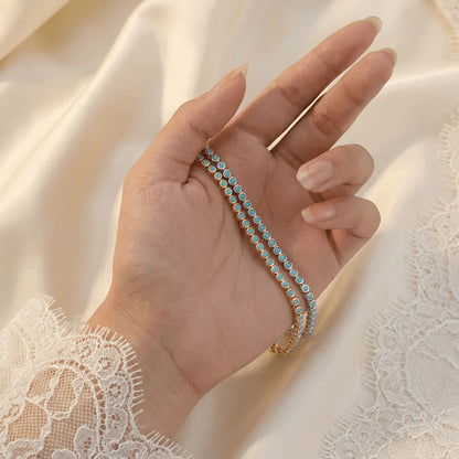 Turquoise Bezel Tennis Bracelet | Women's Stackable Jewelry 7