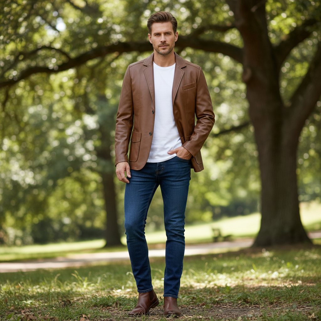 Veste Cuir PU Homme Classique | Blouson Similicuir Élégant