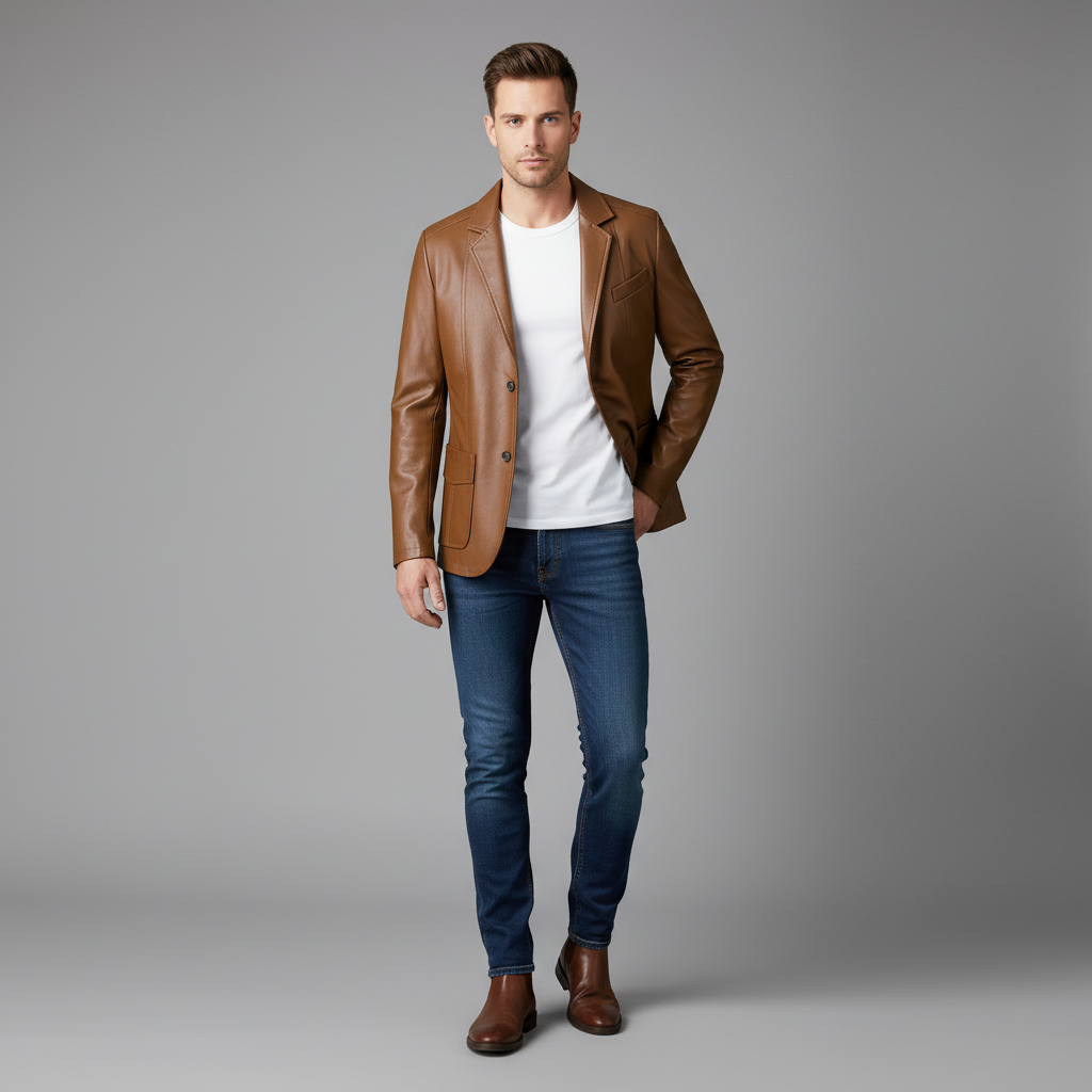 Veste Cuir PU Homme Classique | Blouson Similicuir Élégant