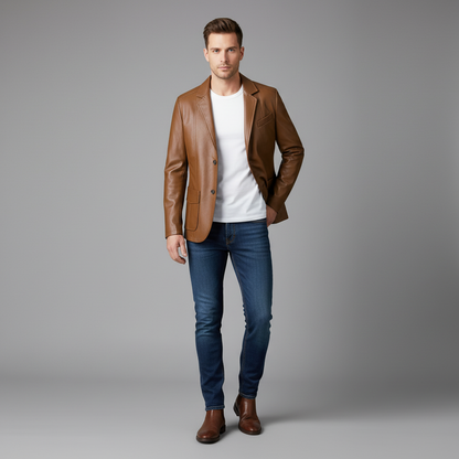 Veste Cuir PU Homme Classique | Blouson Similicuir Élégant