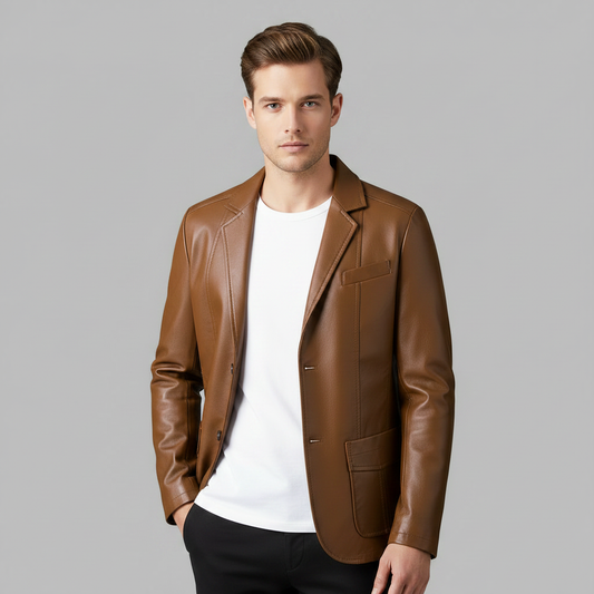 Veste Cuir PU Homme Classique | Blouson Similicuir Élégant